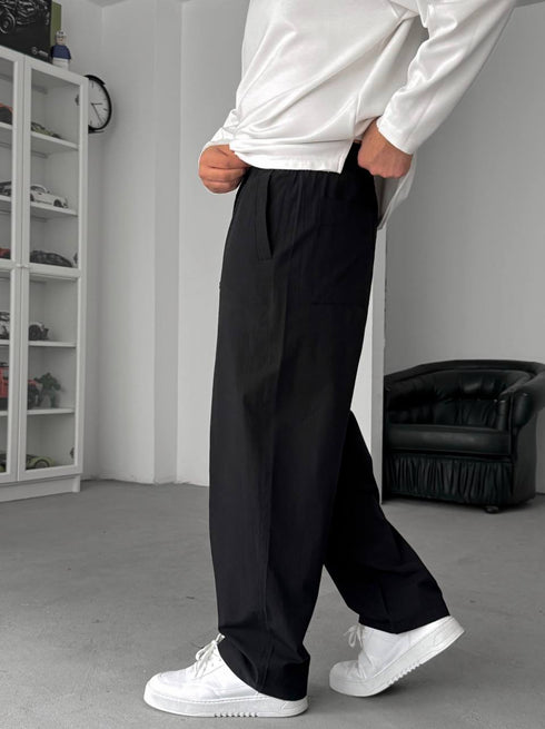 Relaxed Drawstring Summer Pants – black 0125