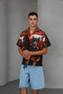 Oversized Graphic Resort Shirt – Burnt Orange (0277)