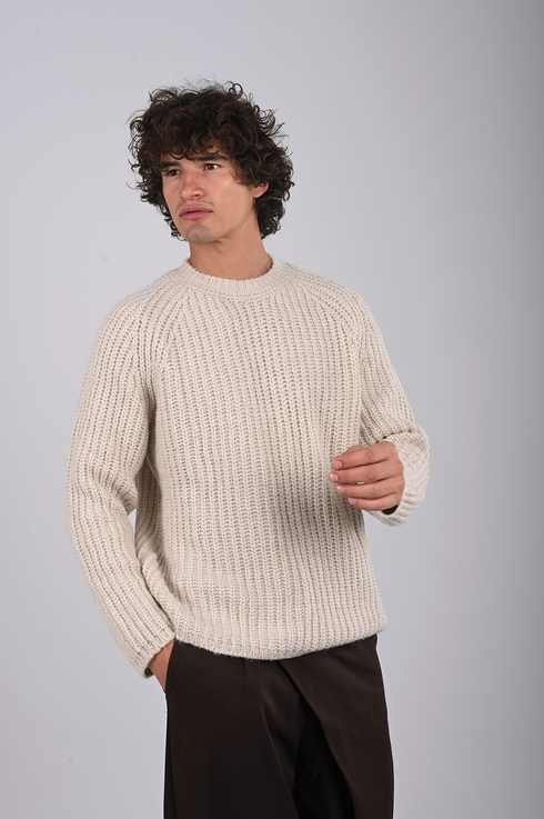 Chunky Knit Crew-Neck Sweater -(W-0326)