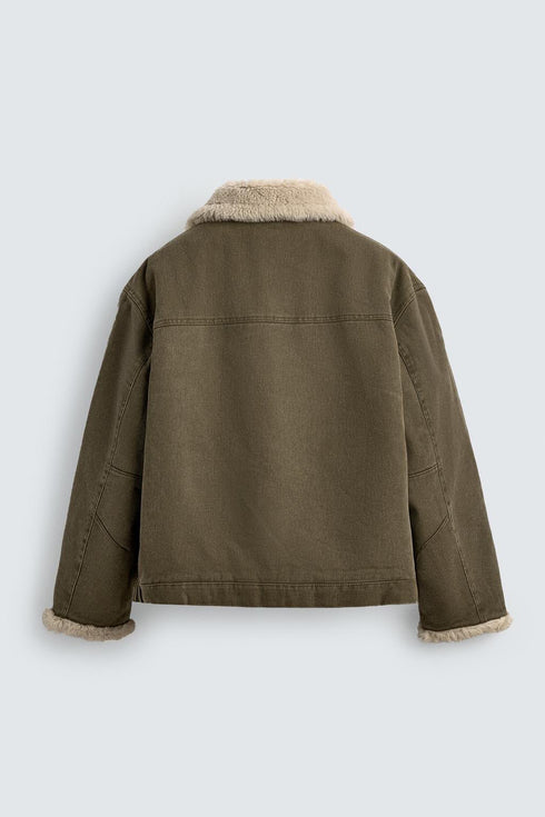 Zara Shearling-Collar Utility Jacket (ZW-0012)