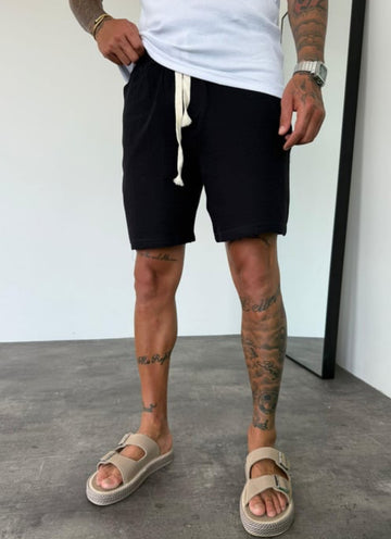Muslin Fabric Linen Short - 002 - Balck