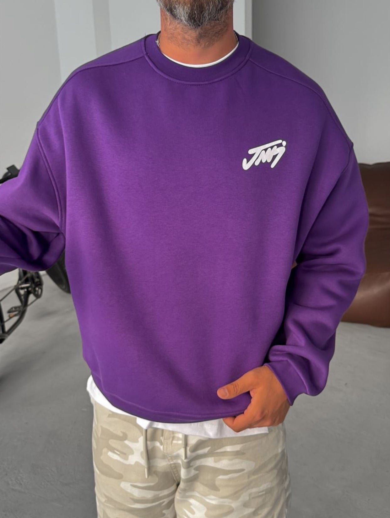 Purple basic printed sweatshirt - 0057
