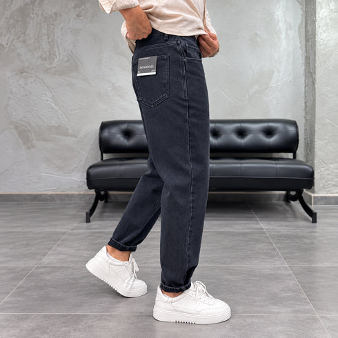 Premium Washed Tapered Jeans – Charcoal Black (P-0314)