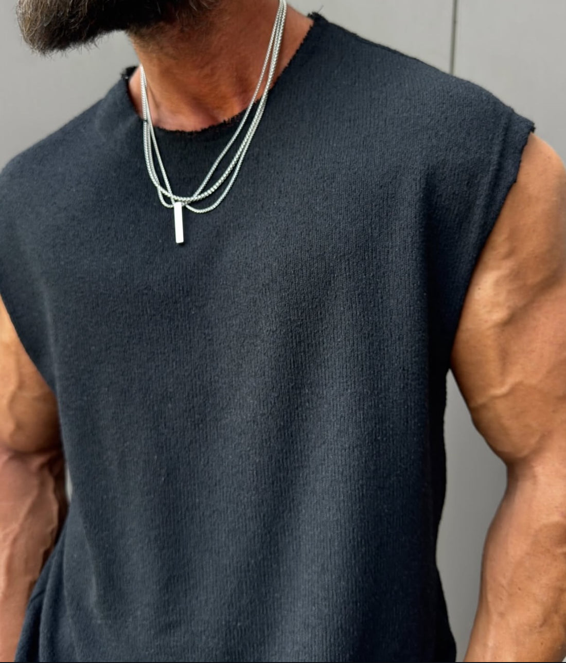 Cotton sleeveless shirt - 0013 - Balck