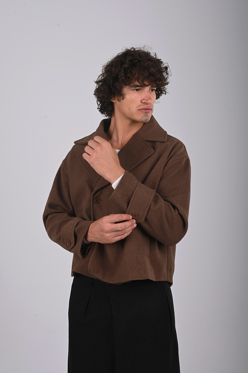 Double Breasted Crop Stamped Jacket - (W-0310)