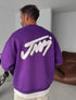 Purple basic printed sweatshirt - (0057)
