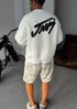 White basic printed sweatshirt - (0057)