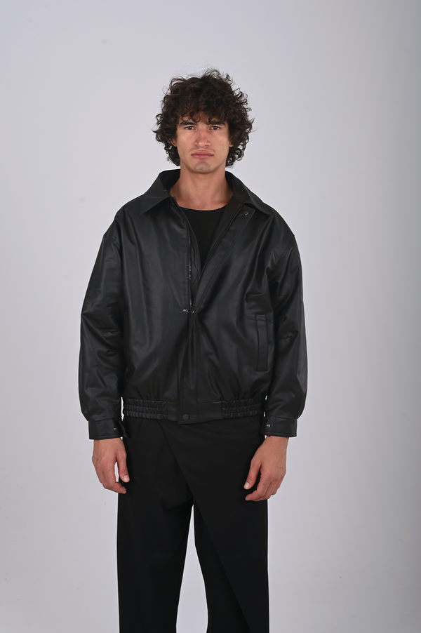 Premium Embroidered Leather Jacket - (W-0312) Black
