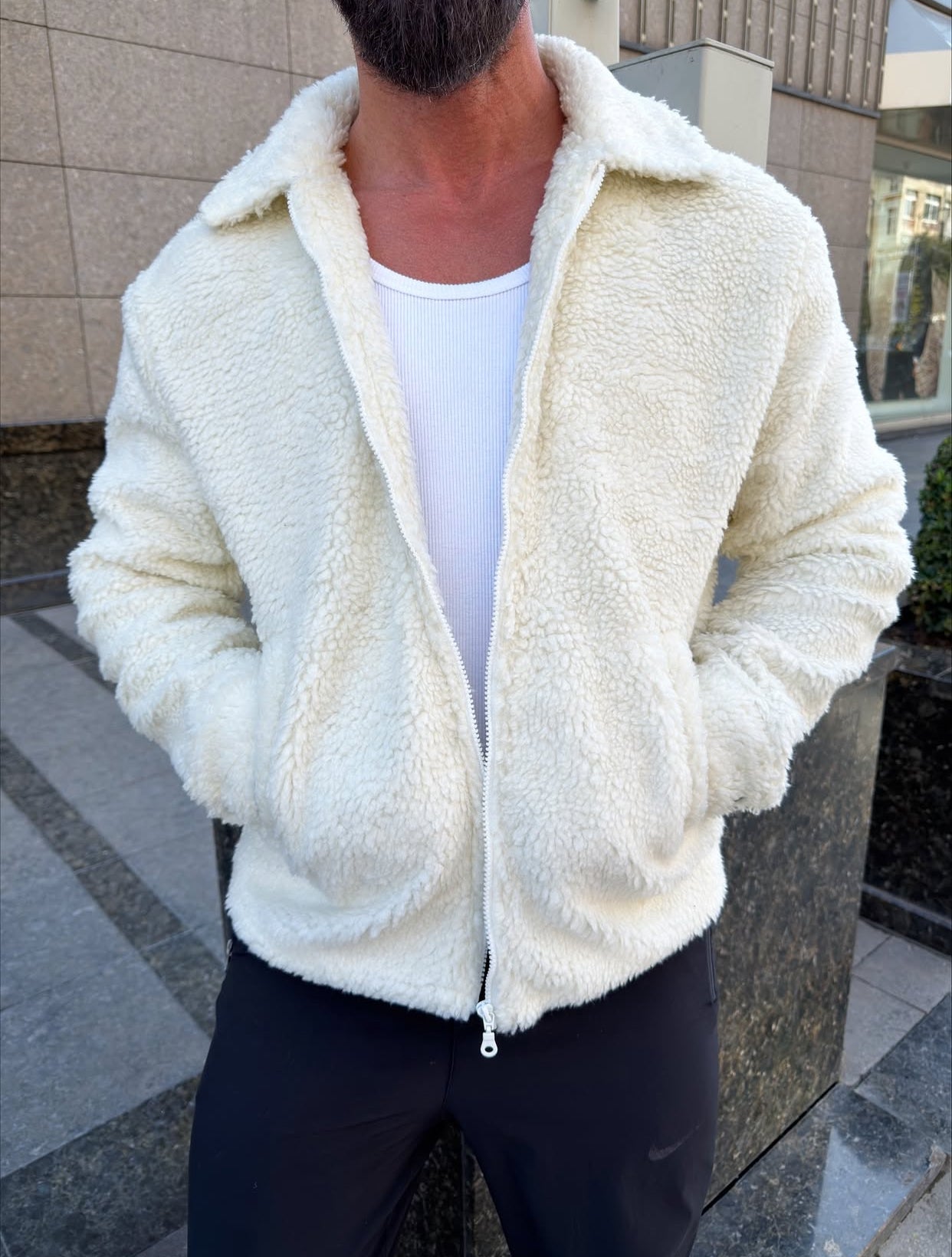Plush jacket  - off-white  0085