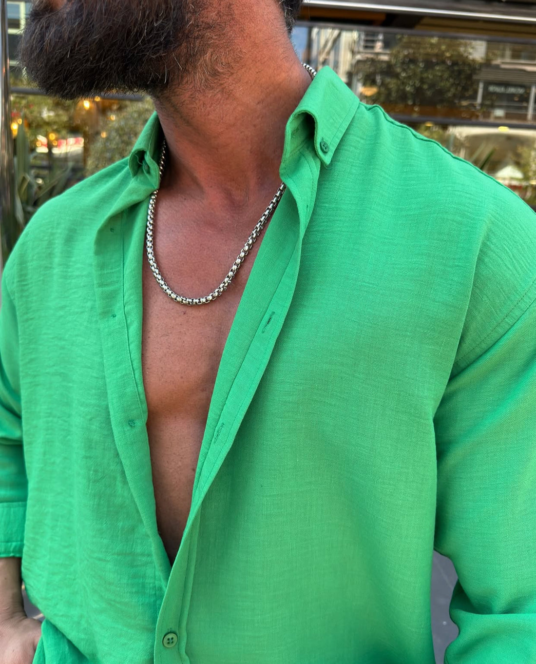 Linen shirt -green - 0024