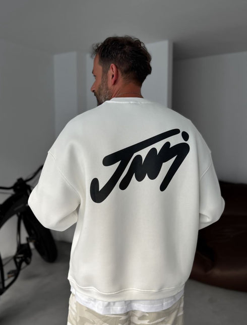 White basic printed sweatshirt - (0057)