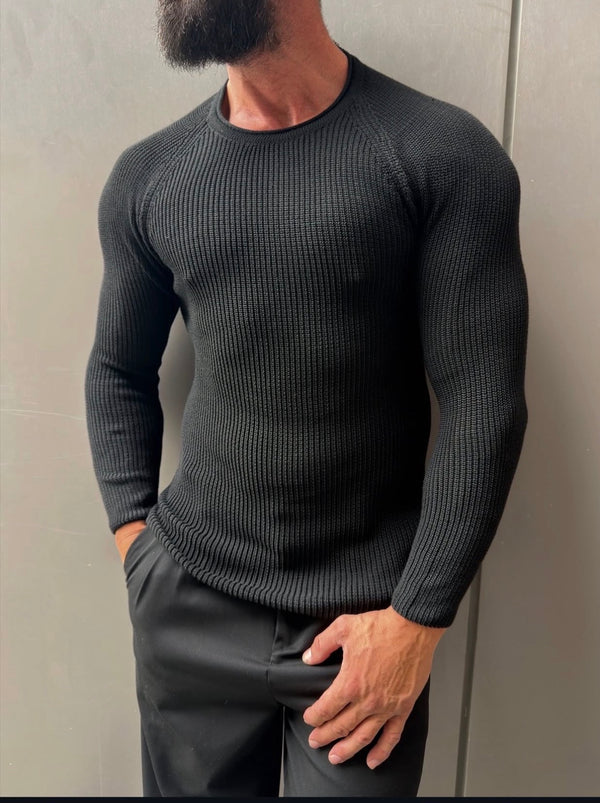 Slim-fit pullover - 0103 - black
