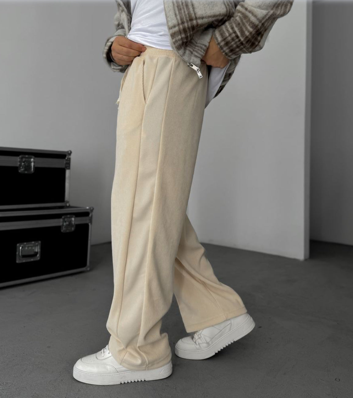 Velvet cotton pants - beige 0094