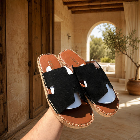 Suede Espadrille Slides – (0249)