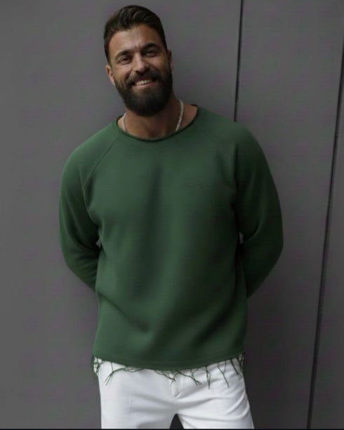 Unfinished Cotton sweatshirt- 0106 / green