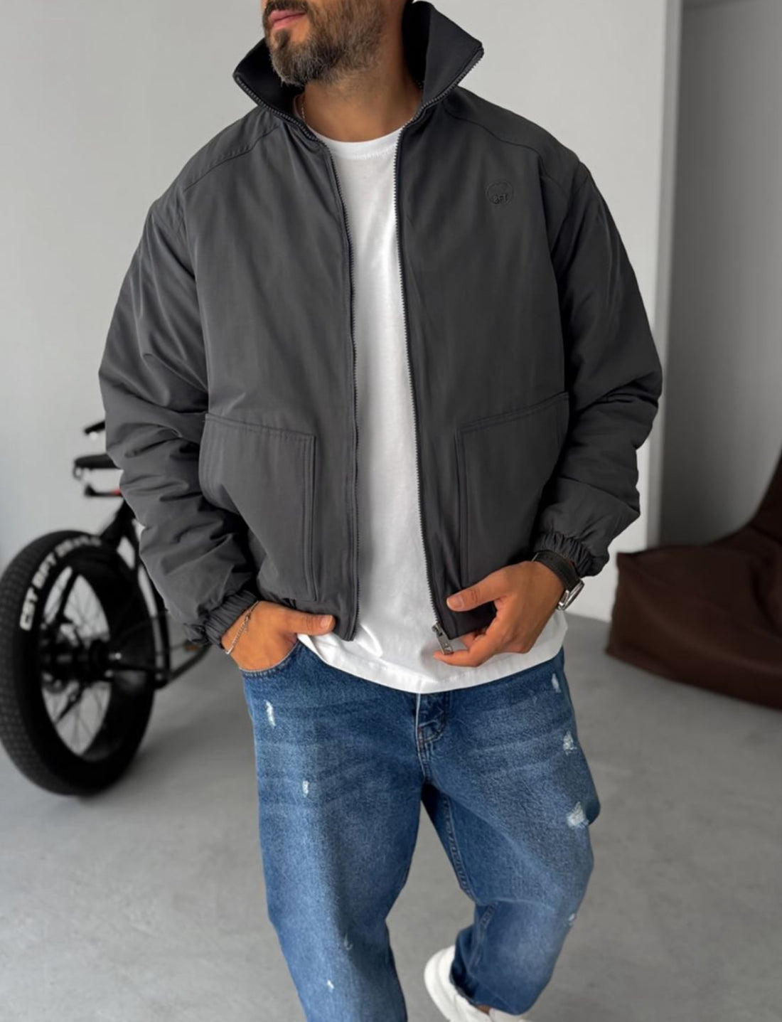 Stone bomber jacket / gray- 0055