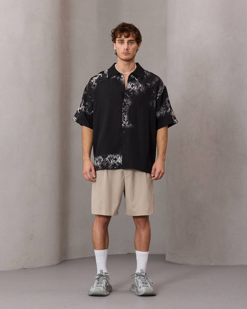 Abstract Print Relaxed Shirt – Black - (0184)