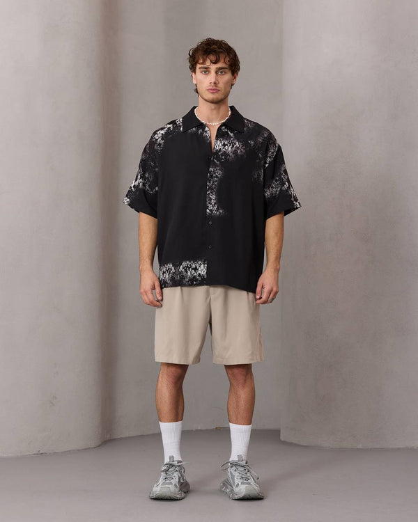 Abstract Print Relaxed Shirt – Black - (0184)