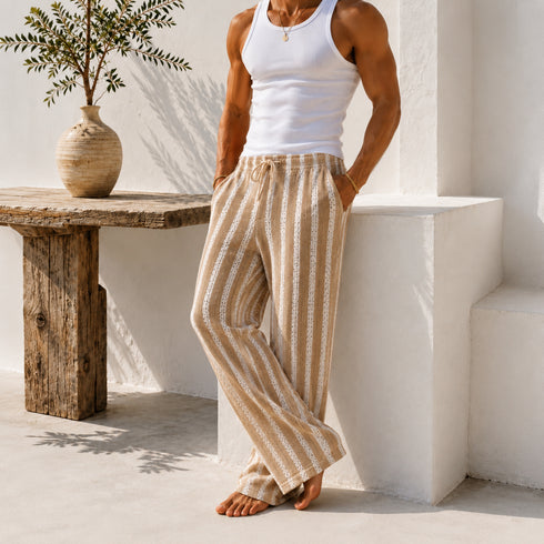 Ivory Crochet Stripe Pants (0231)