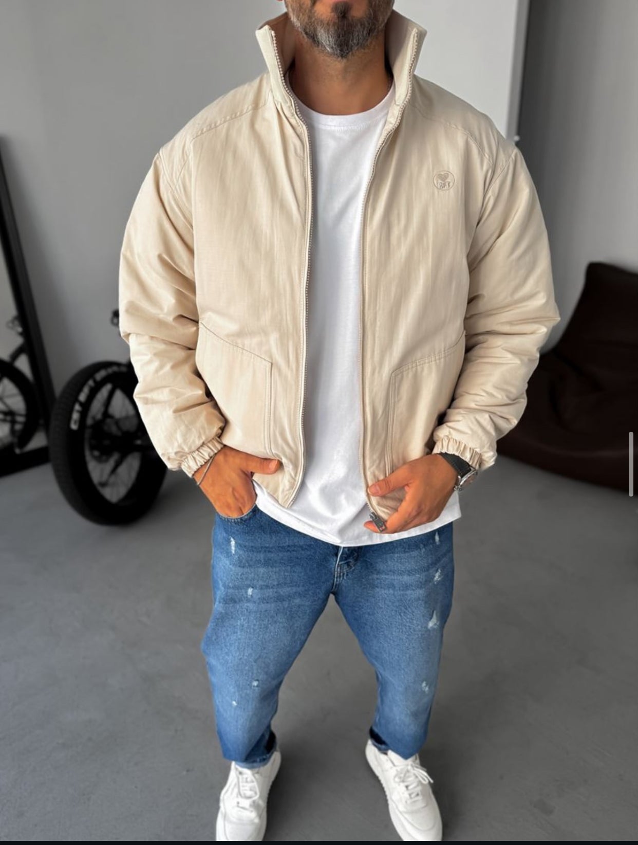 Stone bomber jacket / beige- 0055