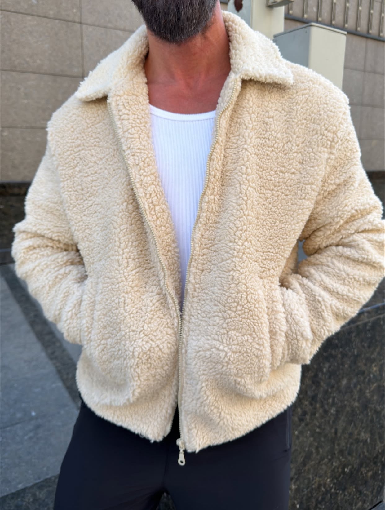 Plush jacket  - off-white  0085