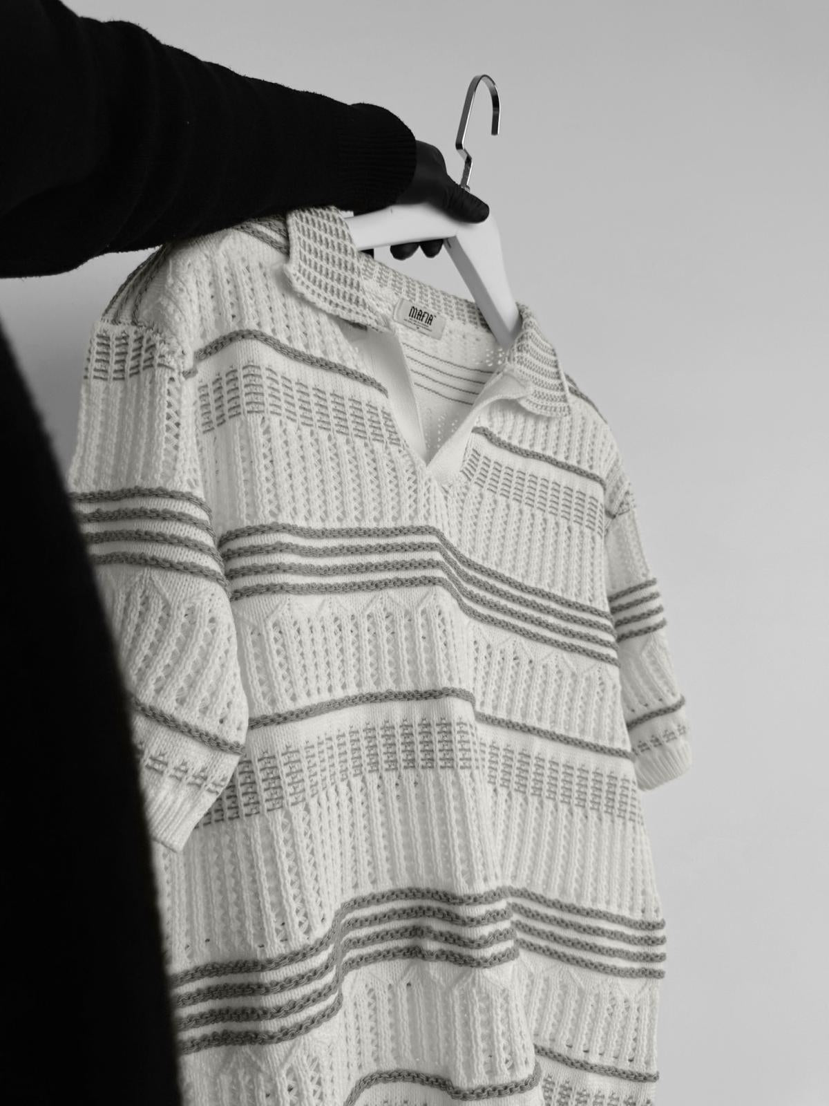 Oversized knitwear shirt -gray - 0021