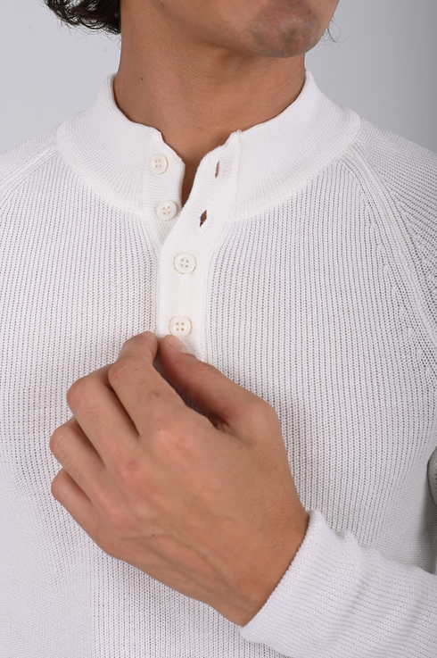 Ribbed Knit Henley Sweater -(W- 0323)