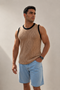 Contrast Knit Tank – Sand (0220)