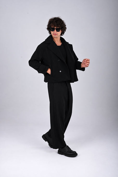 Double Breasted Crop Stamped Jacket - (W-0310)