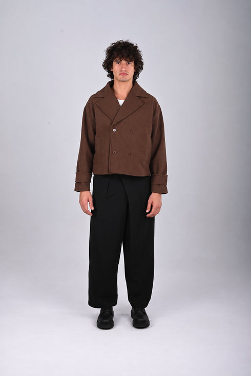Double Breasted Crop Stamped Jacket - (W-0310)