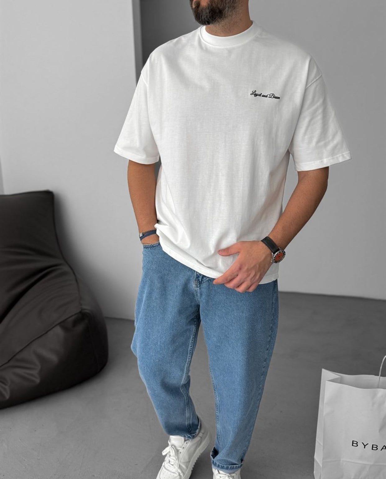 Oversized cotton shirt - horse print