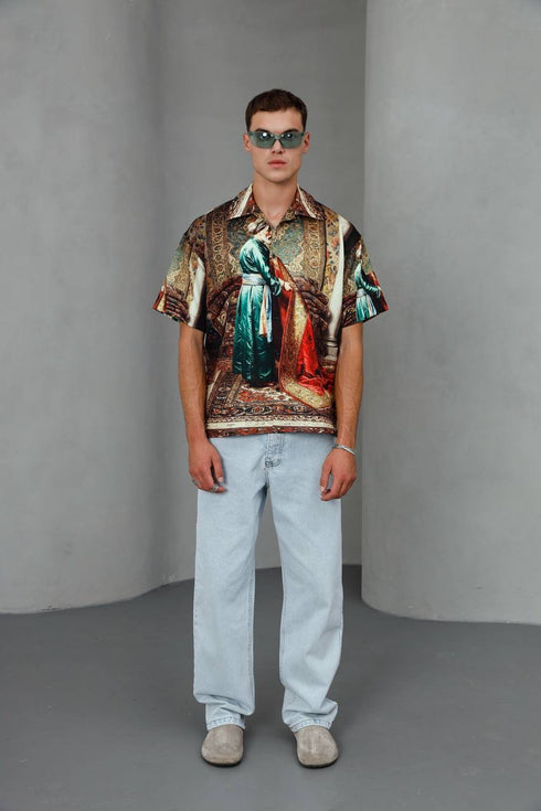 Oversized Persian Art Resort Shirt- (0278)