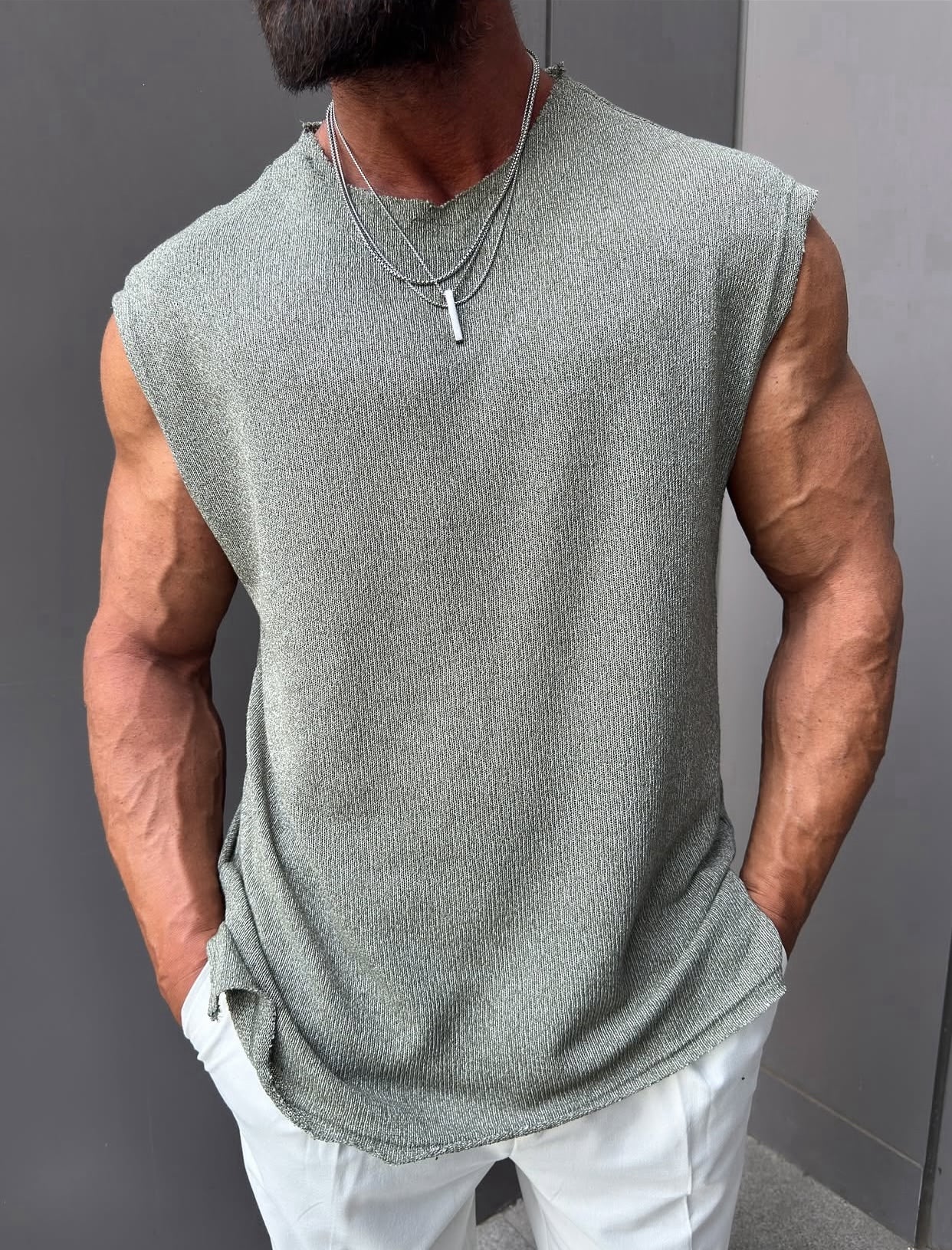 Cotton sleeveless shirt - 0013 - mint green