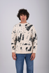 Abstract Knit Sweatshirt – Off White & Black (W-0306)