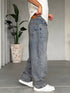 Grey Vintage Washed Baggy Jeans(P-0349)
