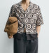 Zara-Geometric Jacquard Resort Shirt - ( 0299)