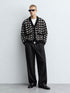 Patterned Knit Cardigan - (W-0343)