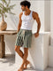Ivory Crochet Stripe Shorts- (0230)