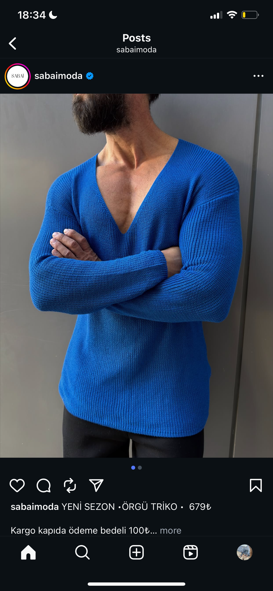 Knitwear oversized shirt - blue 0058