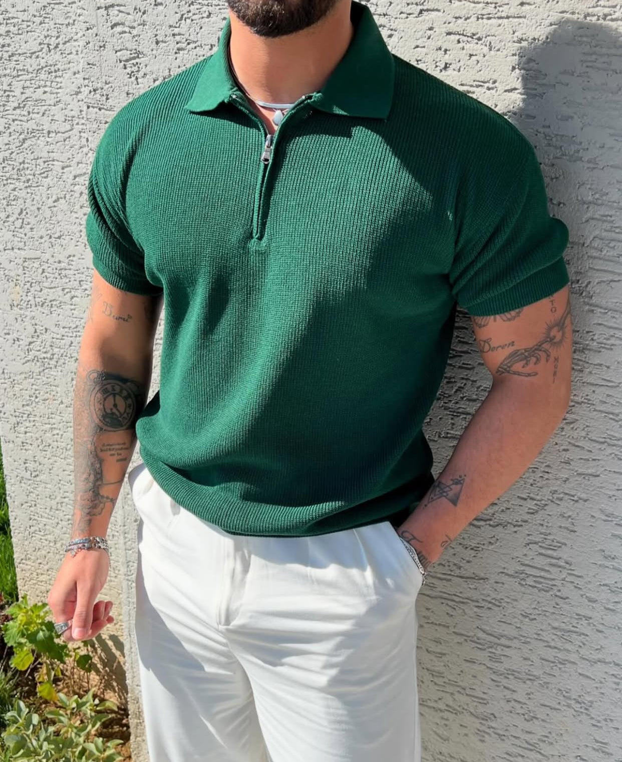 Cotton polo shirt - green 0040