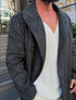 Textured water-repellent coat - dark gray 0076