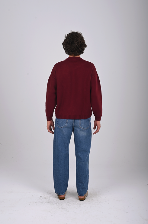 Varsity Knit Sweatshirt – Burgundy (W-0307)