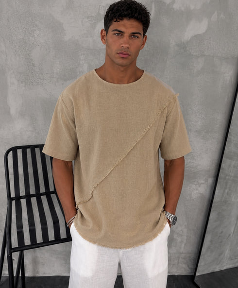 Linen Textured Oversized Summer Tshirt– (0168)