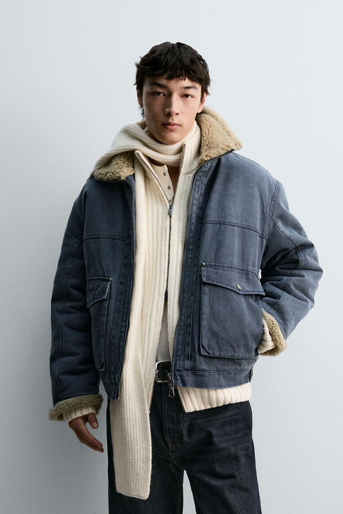 Zara Shearling-Collar Utility Jacket (ZW-0013)