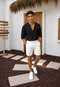 Premium Half-Placket Linen Shirt – black 0140