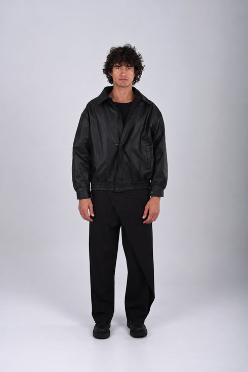 Premium Embroidered Leather Jacket - (W-0312) Black