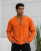 Linen Henley Shirt - (0163) / orange