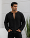 Linen Henley Shirt - (0163) / black