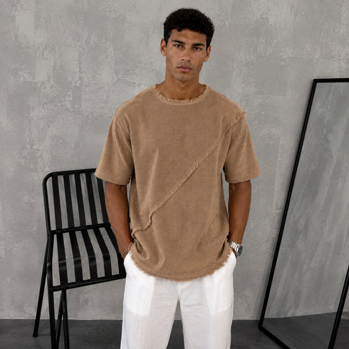 Linen Textured Oversized Summer Tshirt– (0168)