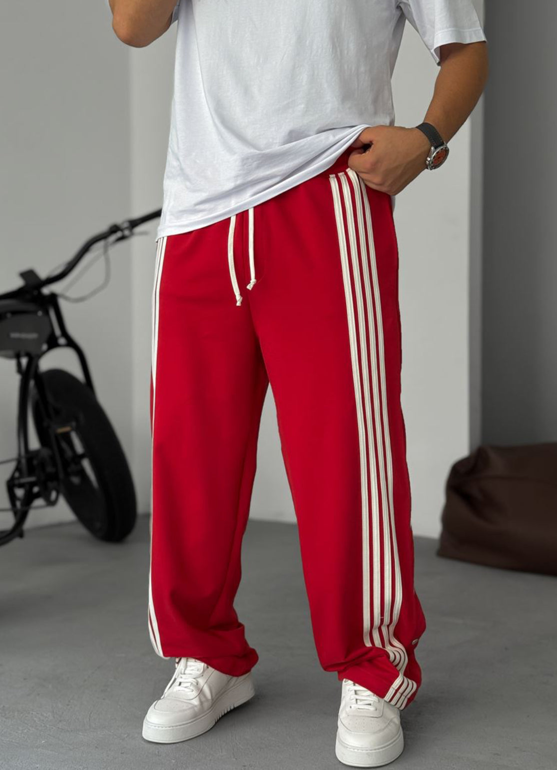 Stripped button detailed tracksuit - 0053